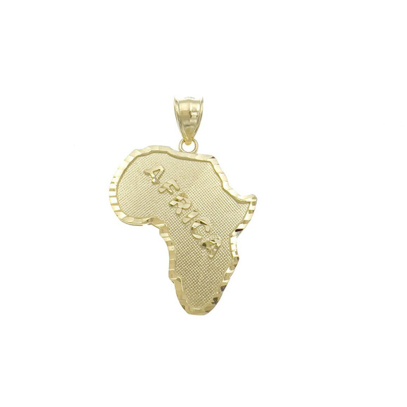 10k Gold Africa Map Continent Pendant Charm 1.6"